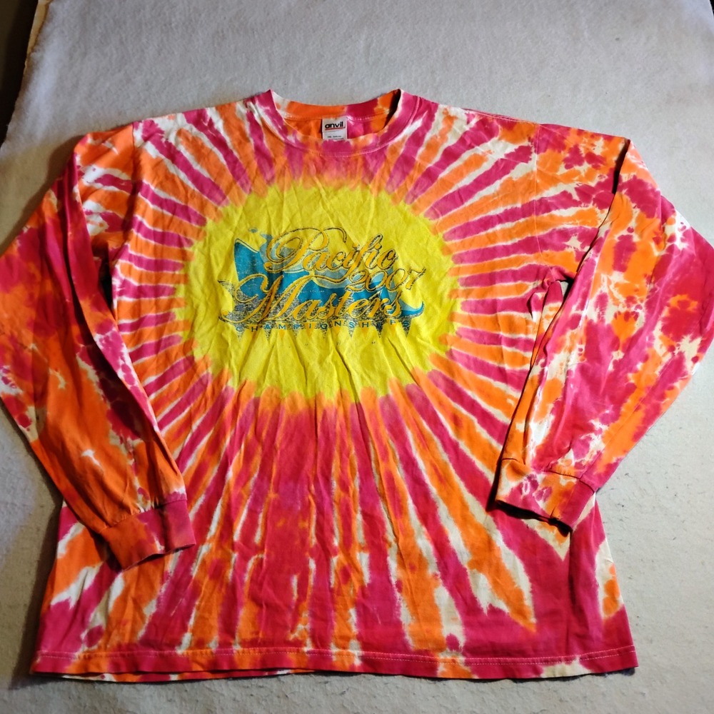 Anvil‎ Mens Pacific Masters Swimming 2007 Tie Dye Long Sleeve Graphic T-Shirt L
